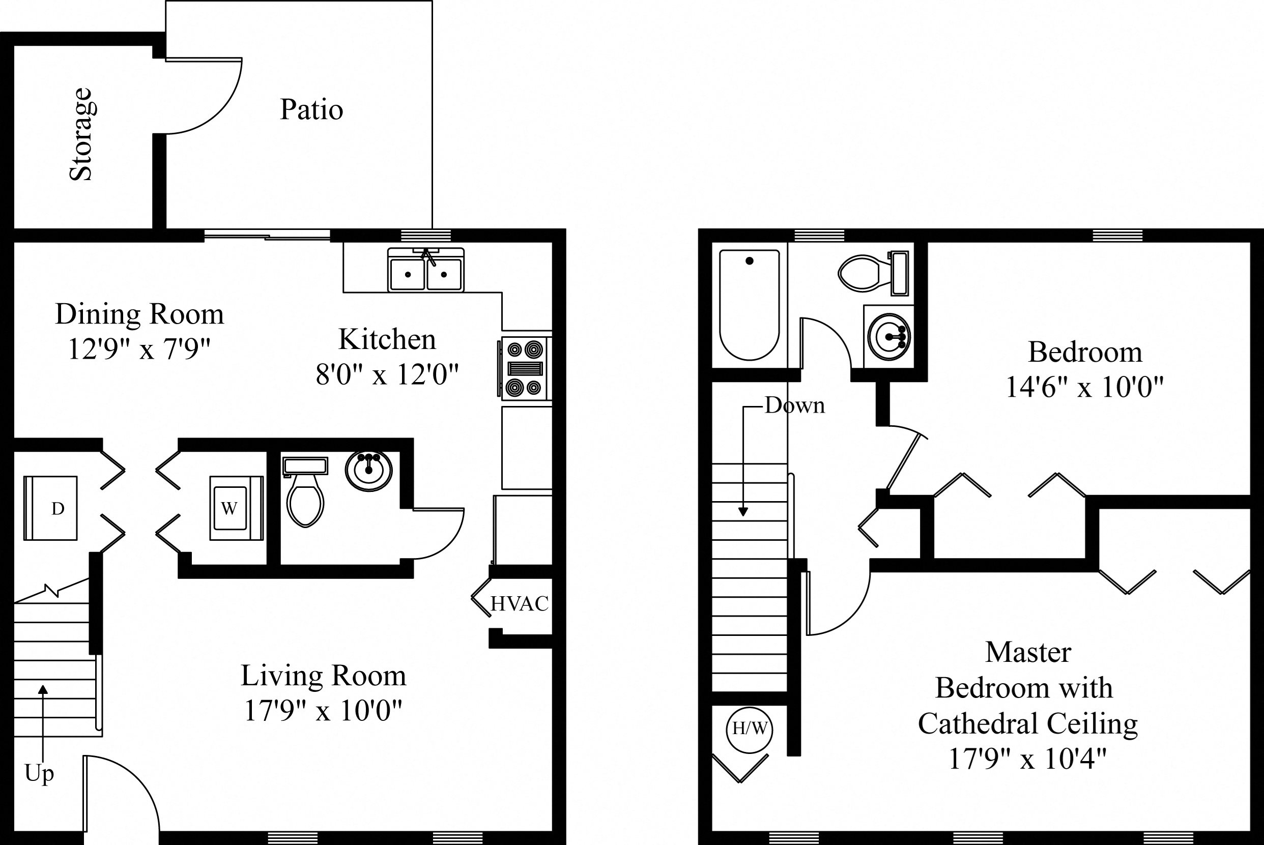 Monticello Floor Plan 2 Bed 1 Bath Apt in Harrisburg